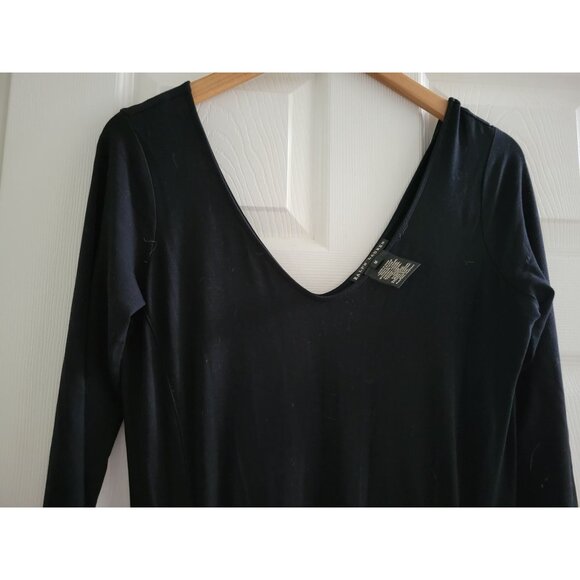 Ralph Lauren Black Label Double Black V Neck Midi dress size Medium Quiet Luxury - Picture 4 of 7